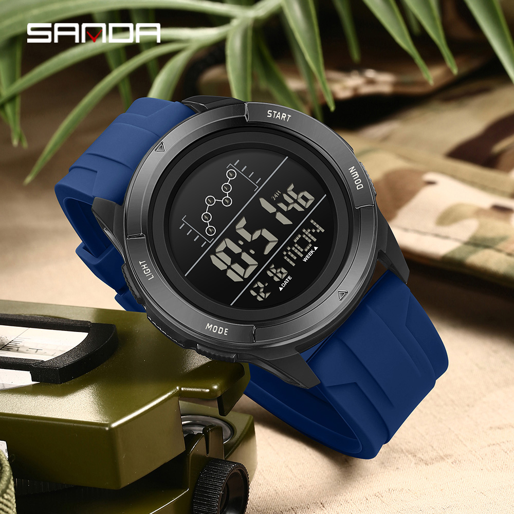 Tide Watch Surf - SANDA 2198 タイミングメンズ電子時計アウトドア登山スポーツ防水 LED 大型ダイヤルメンズ電子時計目覚まし時計