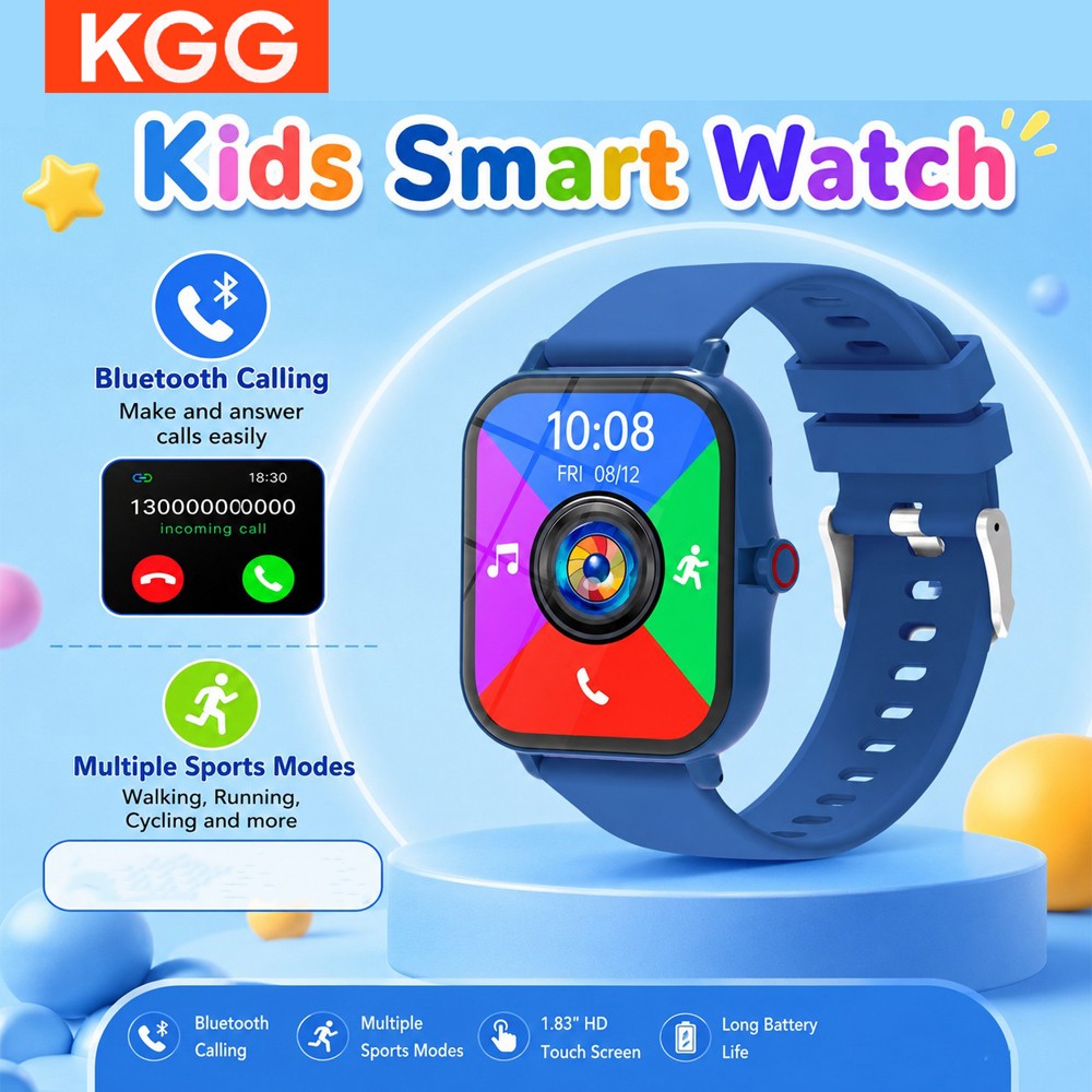 Smartwatch Watches For Kid Boy With Alarm - キッズスマートウォッチ 1.83インチHDスクリーン BT通話 カメラ 音楽再生 マルチスポーツモード