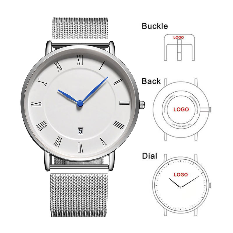 Mesh Stainless Strap - B-8210N ステンレススチールメッシュストラップ クラシックシンプル メンズビジネスウォッチ カスタムロゴ名入り