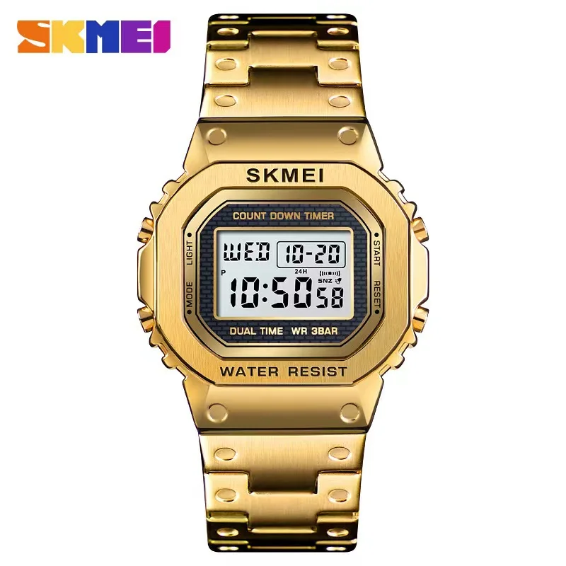 Tide Watch Surf - SKMEI 1456 3Bar 防水目覚まし時計合金ケースデジタルメンズ腕時計リロイやつファッションスポーツ腕時計メンズデジタル腕時計