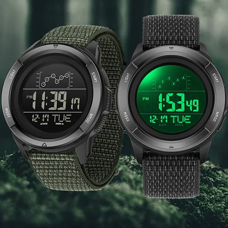 Tide Watch Surf - SANDA 2198 メンズ LED デジタル スポーツウォッチ、ナイロンストラップ、多機能アラーム＆カウントダウン、防水腕時計