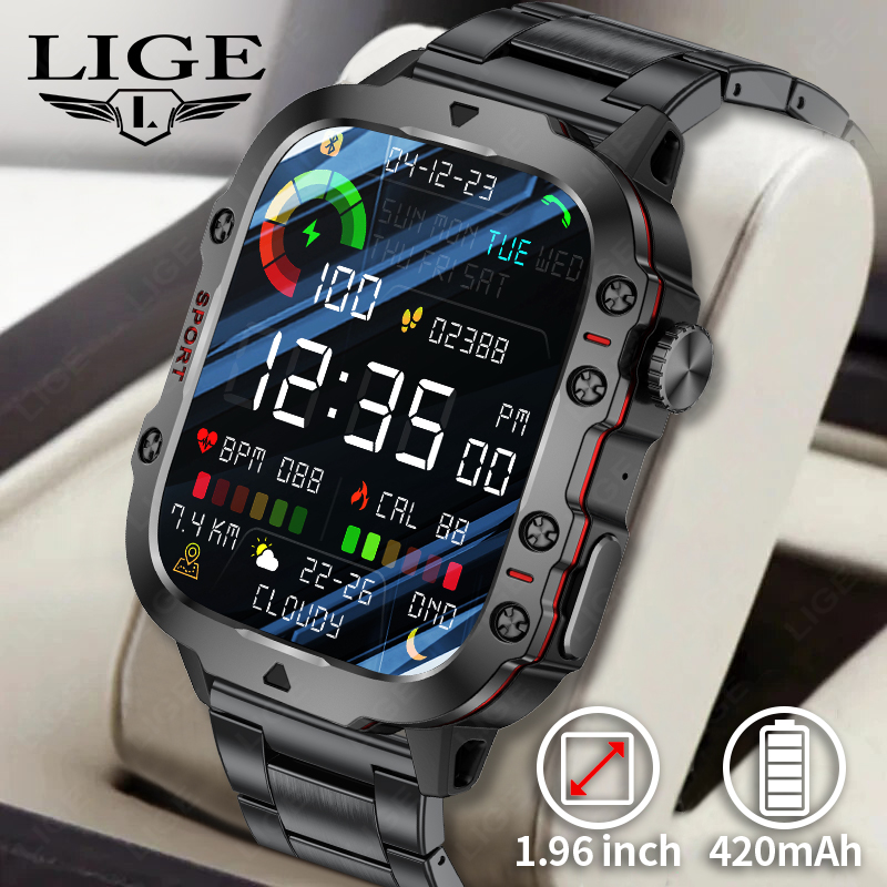 Smartwatch Rugged Watches For Men - 2026 頑丈な軍事フィットネススマートウォッチ男性用 Android IOS 3ATM 防水スポーツ