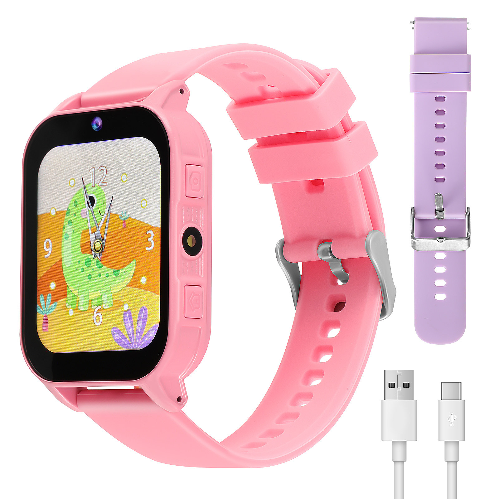Smartwatch Watches Digital - 子供用ゲーム付きデジタルスマートウォッチ 軽量で快適 スポーツ用 ストップウォッチ 電卓 ピンク