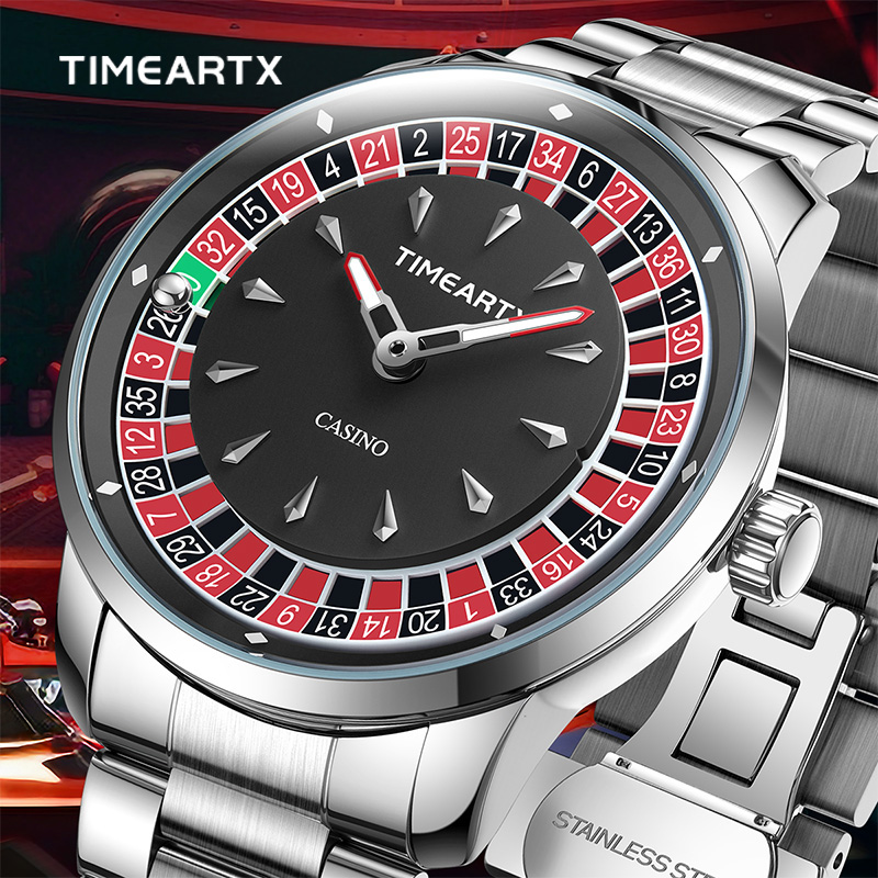 Watches Not Smartwatch - TIMEARTX ブランドの新しい高級クォーツ時計男性用ヨーロッパルーレットポーカーゲーム腕時計