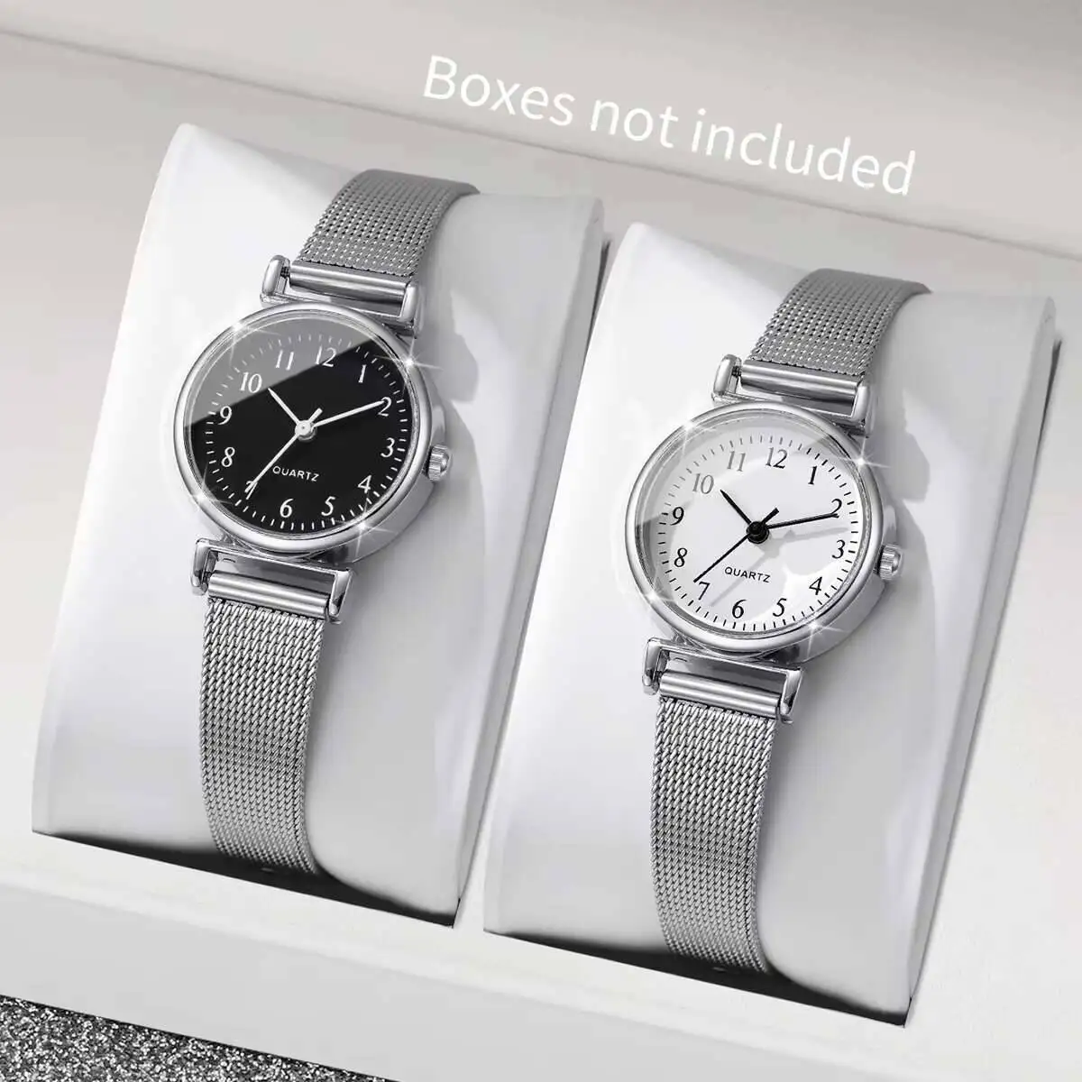 Mesh Stainless Strap - 1/2 個ファッション女性用腕時計シンプルなメッシュバンドレディースクォーツ時計 Reloj Mujer (箱なし)