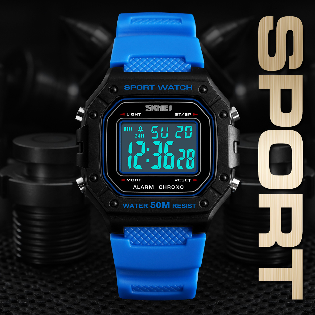 Skmei-男性用デジタル時計,防水,アラーム付き,ミリタリ - Tide Watch Surf のレビューと価格