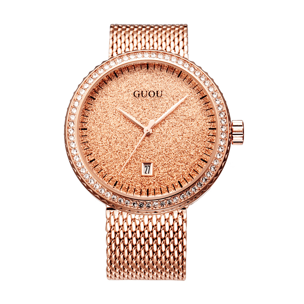 Guou-シンプルなメッシュ,レトロスタイル,ラインストーン - Mesh Stainless Strap のレビューと価格