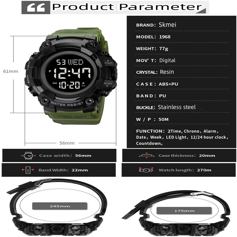 Skmei-メンズ防水デュアルタイムデジタル腕時計、ビッグダ - Tide Watch Surf のレビューと価格