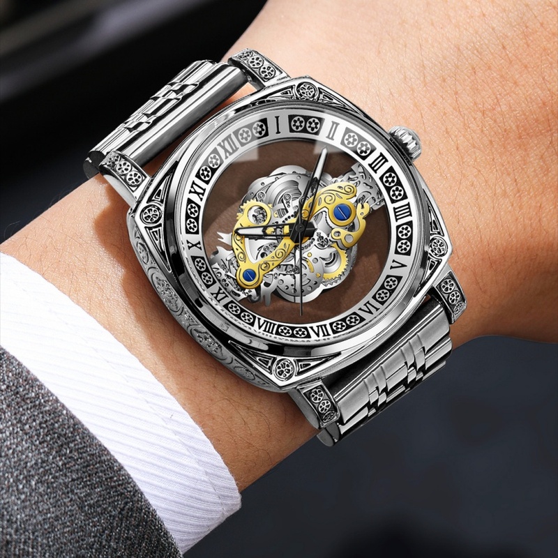 2026年新作ヴィンテージ彫刻腕時計 メンズ用 中空デザイン - Vintage Digital Watch のレビューと価格