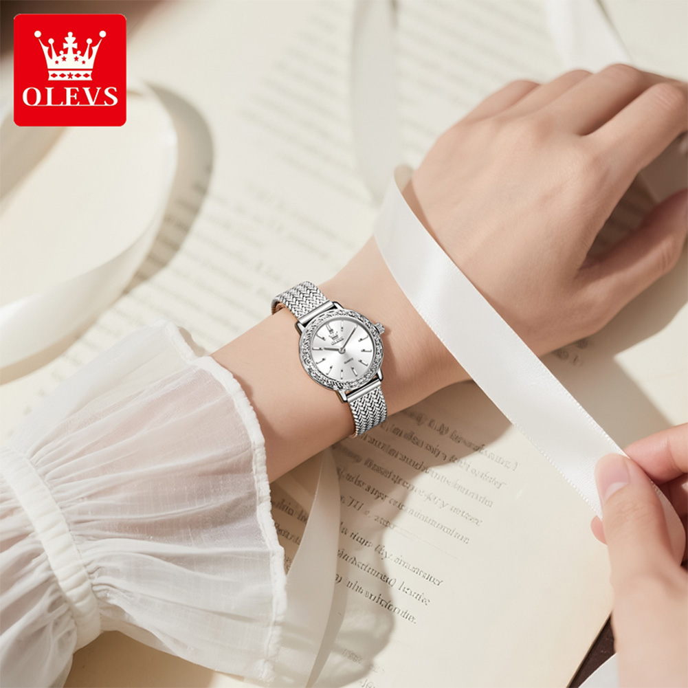OLEVS 5643 女性用腕時計トップブランドレディースド - Mesh Stainless Strap のレビューと価格