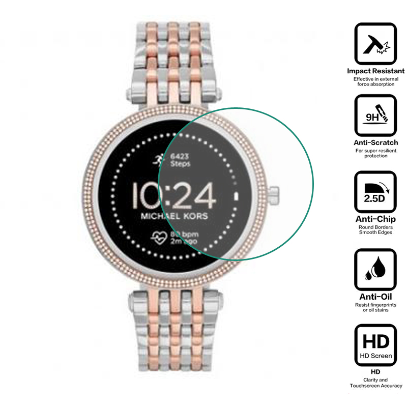 強化ガラス保護フィルムマイケルコースアクセス世代 5E MK - Smartwatch Watches Michael Kors のレビューと価格