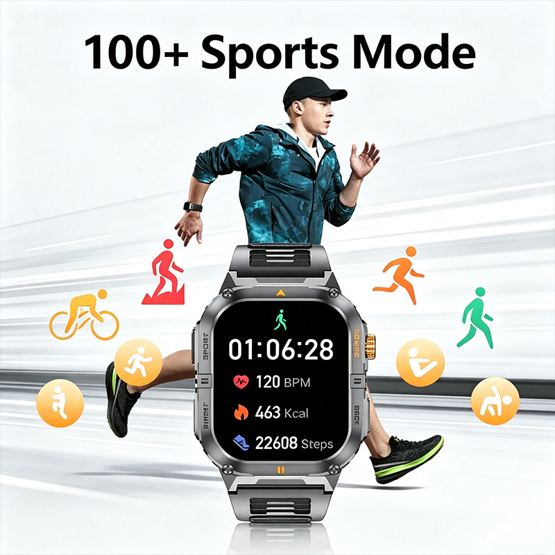 頑丈なミリタリースマートウォッチ メンズ アウトドア LED - Smartwatch Rugged Watches For Men のレビューと価格