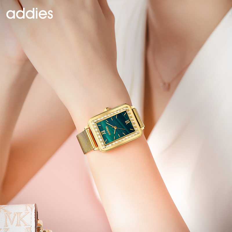ADDIES ファッションクォーツ女性腕時計新しい高級ゴール - Mesh Stainless Strap のレビューと価格