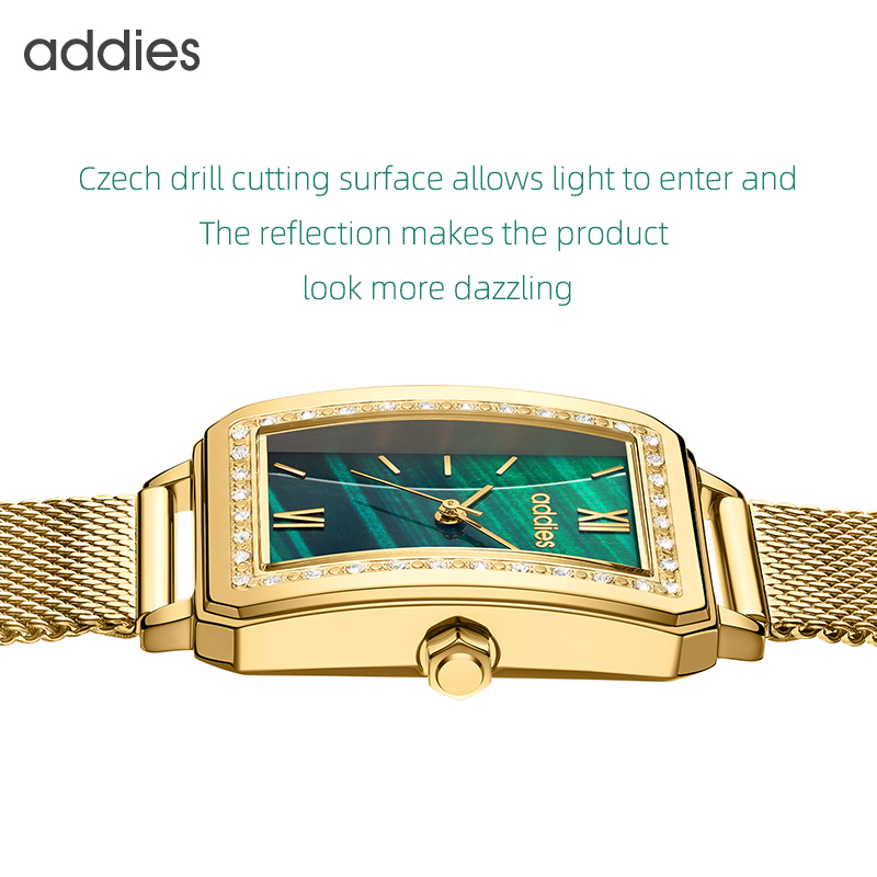 ADDIES ファッションクォーツ女性腕時計新しい高級ゴール - Mesh Stainless Strap のレビューと価格