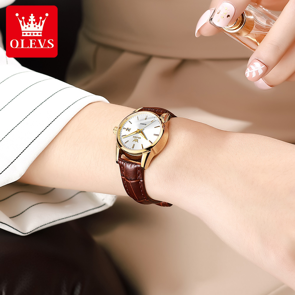 OLEVS腕時計 6898 レディース腕時計 オリジナル エ - Leather Watch Strap のレビューと価格