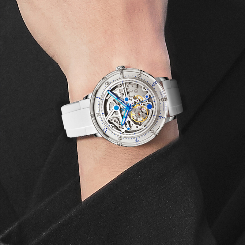 男性向け新作カスタムメカニカルウォッチ、シリコンストラップ付 - Leather Watch Strap のレビューと価格