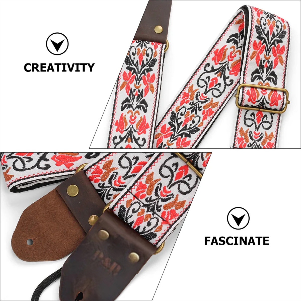 Miwayer 刺繍ギターストラップ ソフト ヴィンテージ  - Leather Watch Strap のレビューと価格