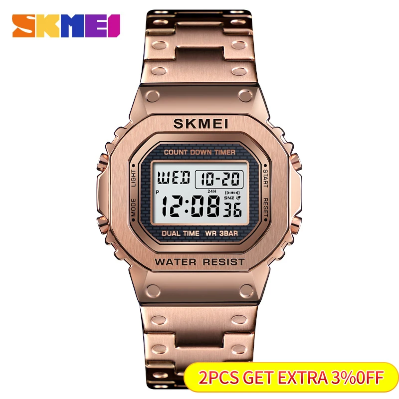 SKMEI 1456 3Bar 防水目覚まし時計合金ケースデ - Tide Watch Surf のレビューと価格