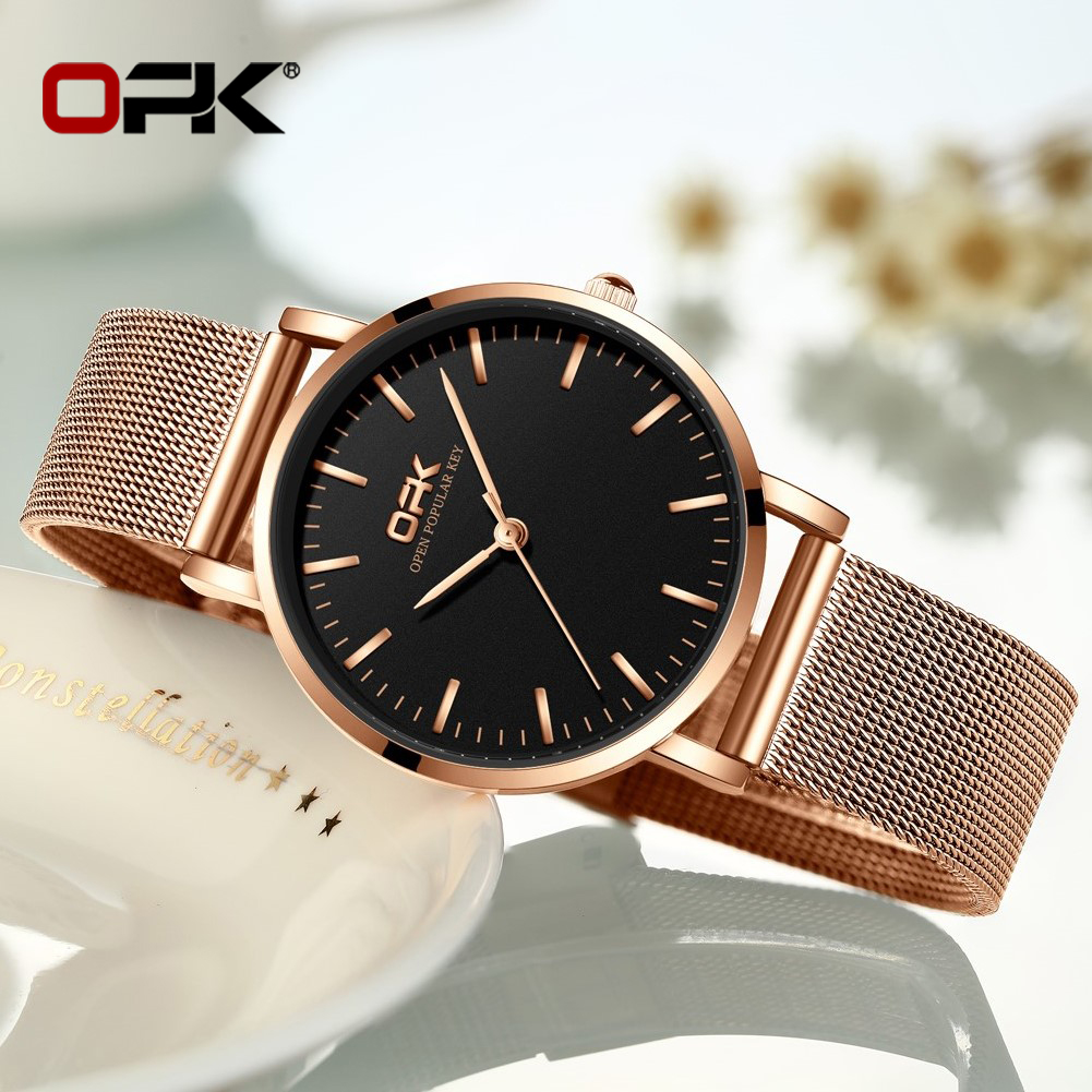 OPK 8101 レディース腕時計シンプルなクォーツ時計防水 - Mesh Stainless Strap のレビューと価格