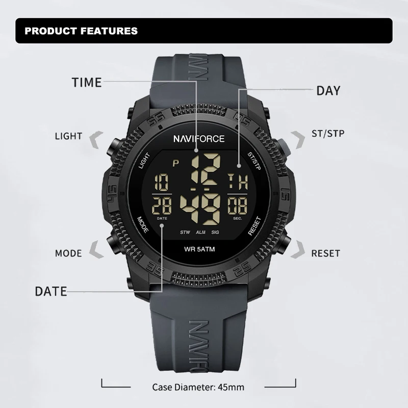 新スタイル NAVIFORCE ファッション防水メンズ電子腕 - Tide Watch Surf のレビューと価格