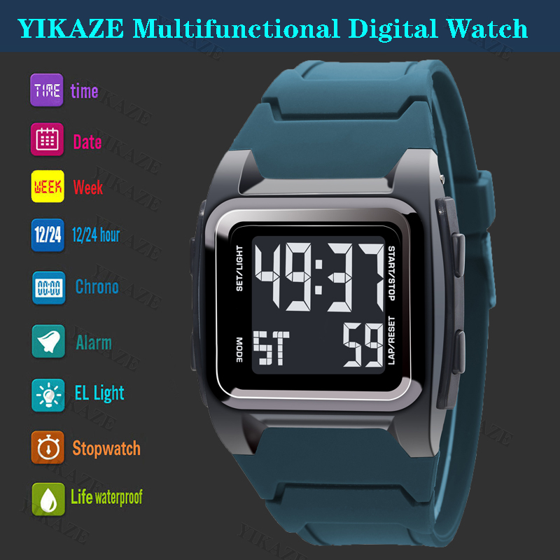 Yikaze-男性用のレトロな多機能デジタル時計,防水スポー - Tide Watch Surf のレビューと価格