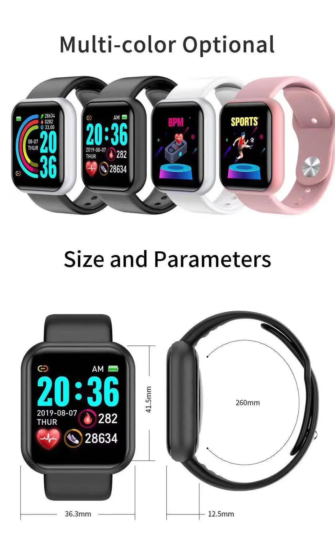 D20 Proスマートウォッチ メンズ Y68スマートウォッ - Smartwatch Watches Digital のレビューと価格