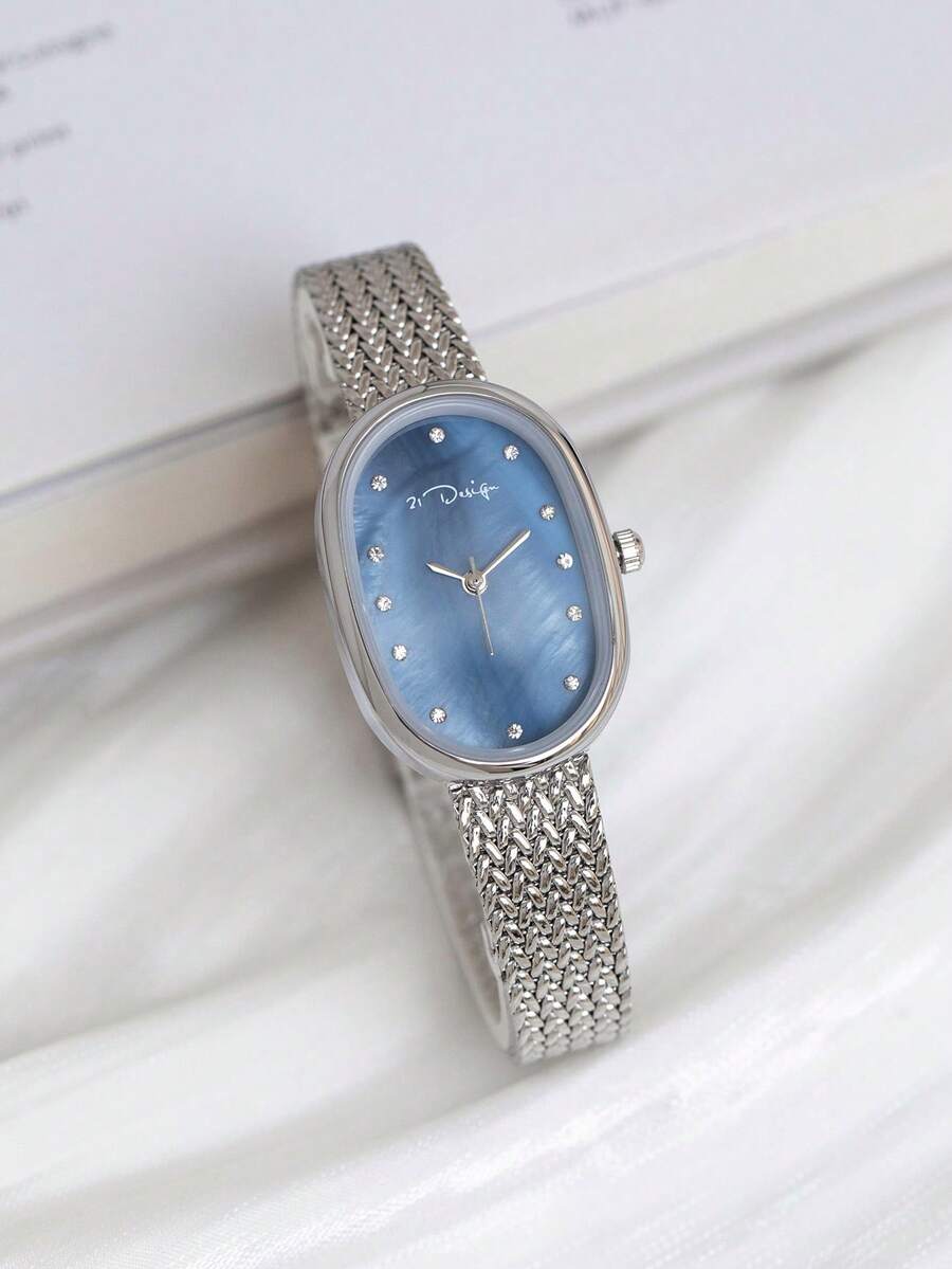21デザイン オーバル型の真珠貝文字盤、織りメッシュストラッ - Mesh Stainless Strap のレビューと価格