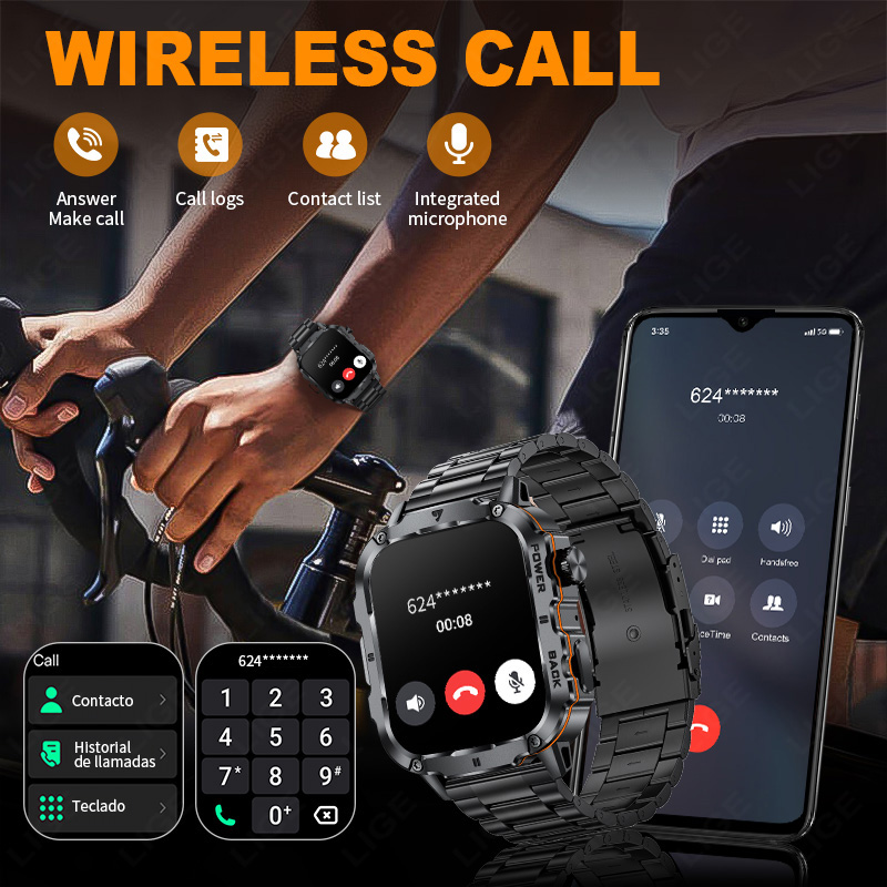 LIGE 2025 頑丈な軍事スマートウォッチメンズアウトド - Smartwatch Rugged Watches For Men のレビューと価格
