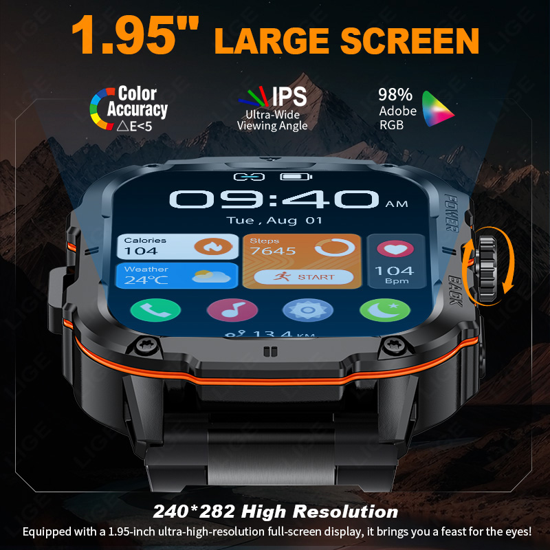 LIGE 2025 頑丈な軍事スマートウォッチメンズアウトド - Smartwatch Rugged Watches For Men のレビューと価格