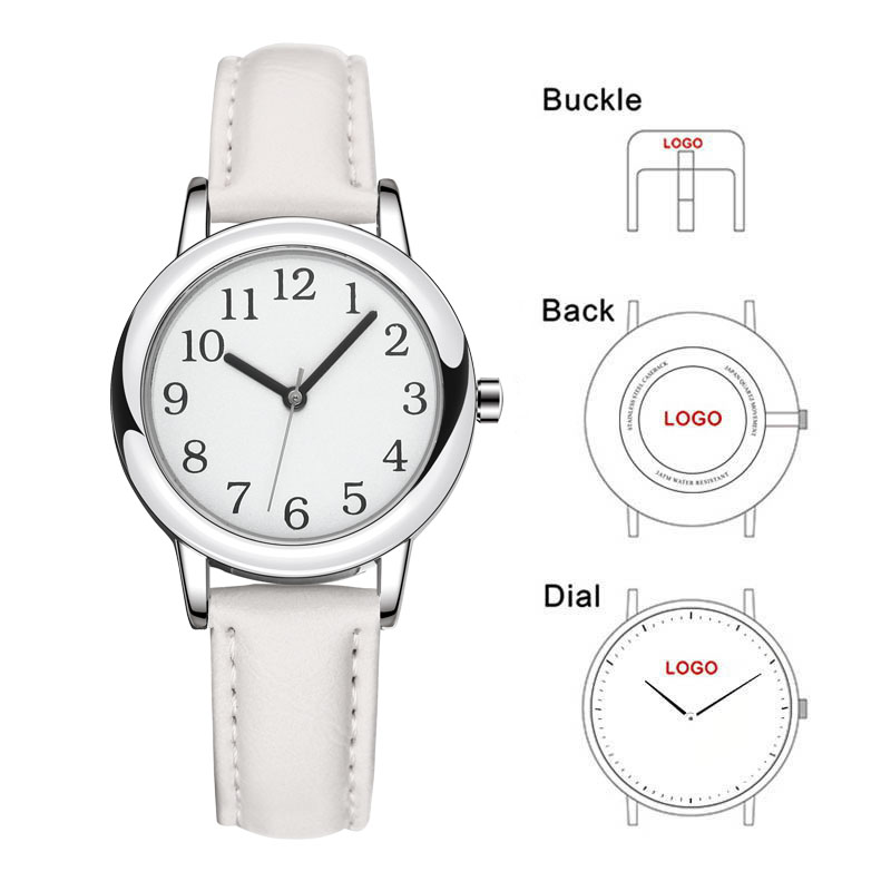白いストラップのスリムなカスタムレディース腕時計、パーソナラ - Leather Watch Strap のレビューと価格