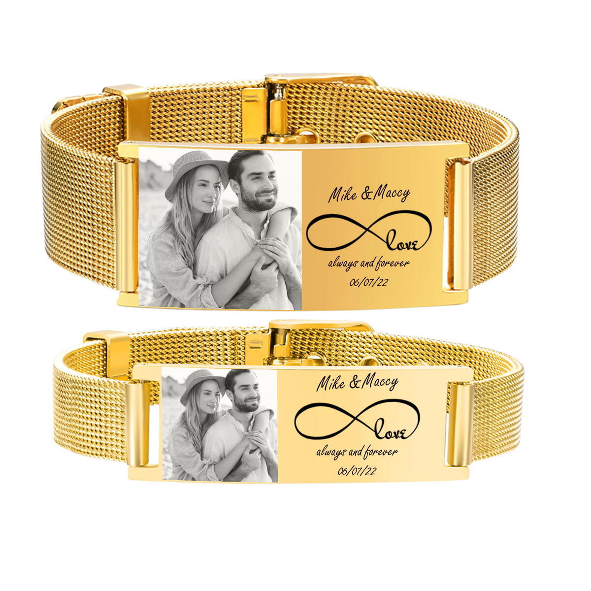 男性と女性のためのパーソナライズされた時計ブレスレット,調整 - Mesh Stainless Strap のレビューと価格