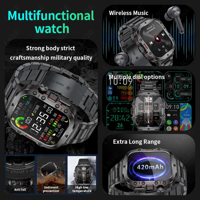 2026 頑丈な軍事フィットネススマートウォッチ男性用 An - Smartwatch Rugged Watches For Men のレビューと価格
