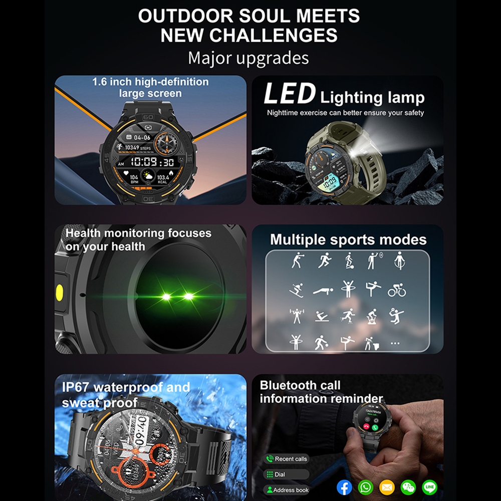 アウトドアミリタリーラギッドスマートウォッチ メンズ GPS - Smartwatch Rugged Watches For Men のレビューと価格