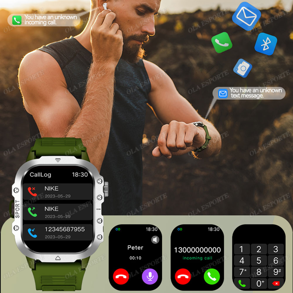 新しい頑丈な軍事懐中電灯スマートウォッチ 2026 男性 B - Smartwatch Rugged Watches For Men のレビューと価格