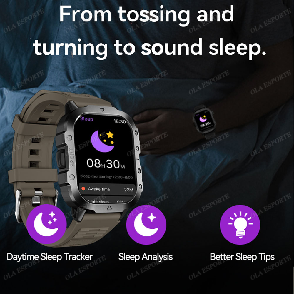 新しい頑丈な軍事懐中電灯スマートウォッチ 2026 男性 B - Smartwatch Rugged Watches For Men のレビューと価格