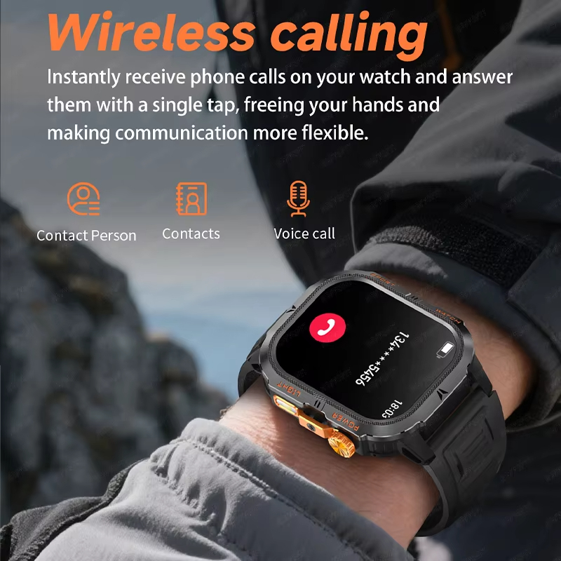 2026 頑丈な 1200mAh 大型バッテリー軍事スマート - Smartwatch Rugged Watches For Men のレビューと価格