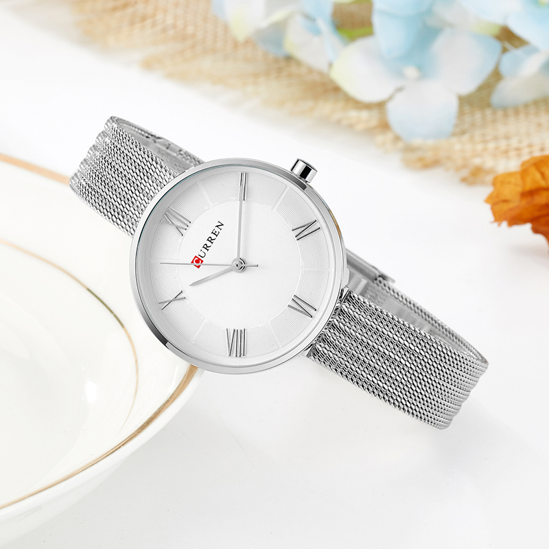 CURREN 9020 レディース用スモールダイヤルクォーツ - Mesh Stainless Strap のレビューと価格