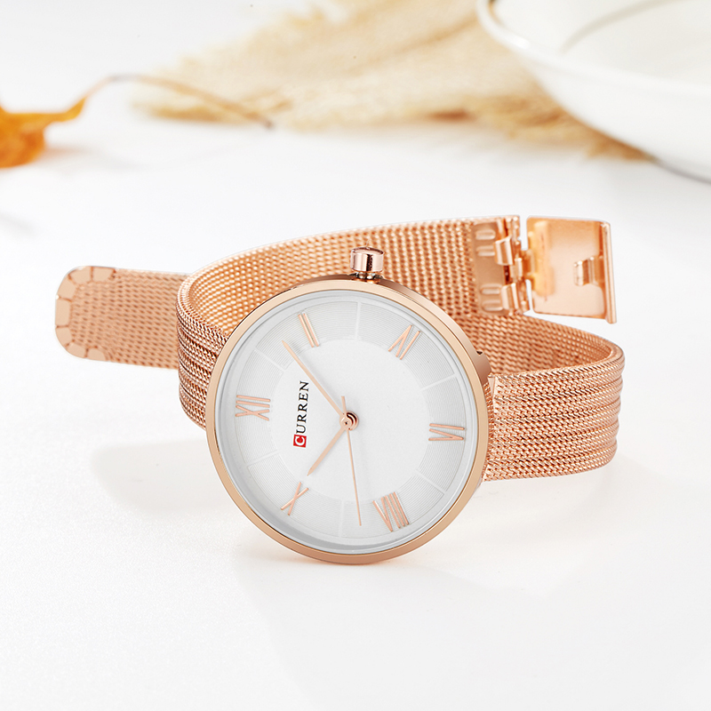 CURREN 9020 レディース用スモールダイヤルクォーツ - Mesh Stainless Strap のレビューと価格