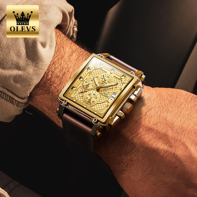 OLEVSブランド メンズ腕時計 防水 レザーストラップ ク - Leather Watch Strap のレビューと価格